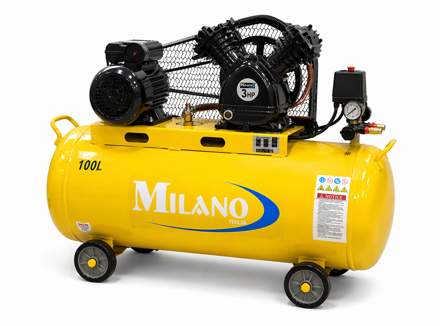 Milano 100L Air Compressor 2HP Belt Driven